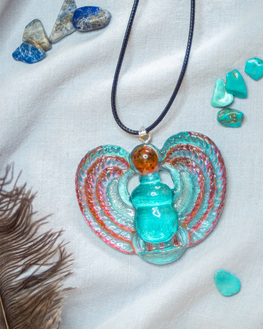 Winged Scarab Handmade Ancient Egyptian Amulet